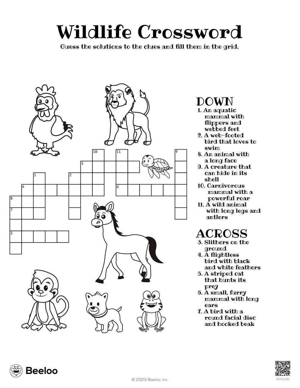 Wildlife Crossword Beeloo Printable Crafts And Activities For Kids Wildlife Crossword Beeloo Printable Crafts And Activities For Kids