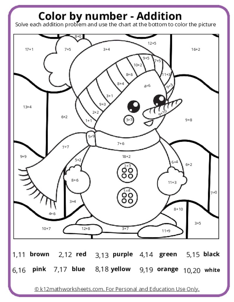 colour by number worksheets for kindergarten colour by number worksheets for kindergarten