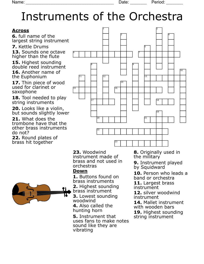 Woodwind Instruments Crossword WordMint Woodwind Instruments Crossword WordMint