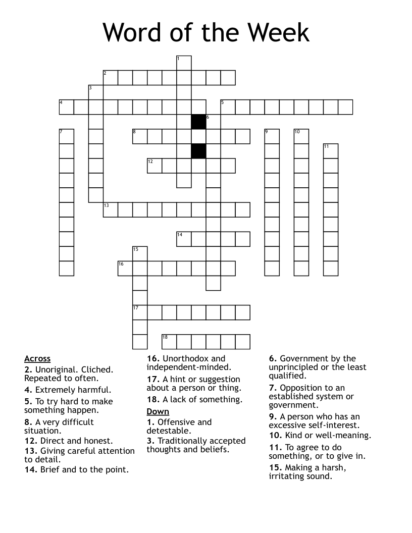Word Of The Week Crossword WordMint Word Of The Week Crossword WordMint