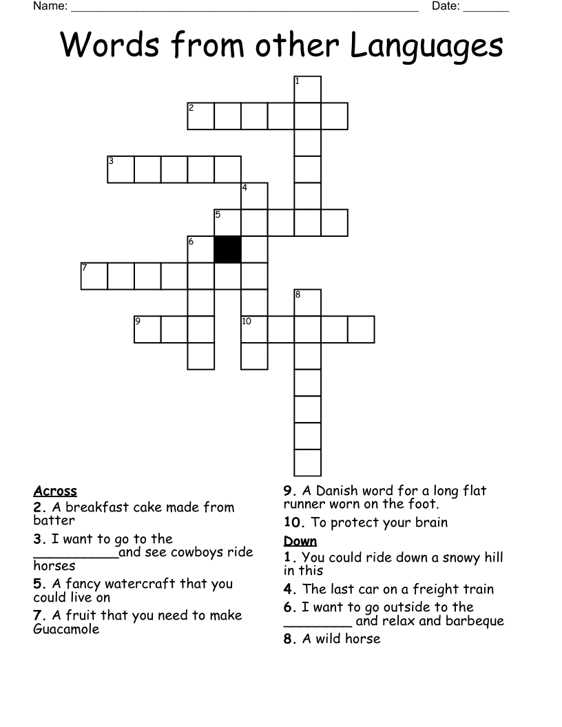 Words From Other Languages Crossword WordMint