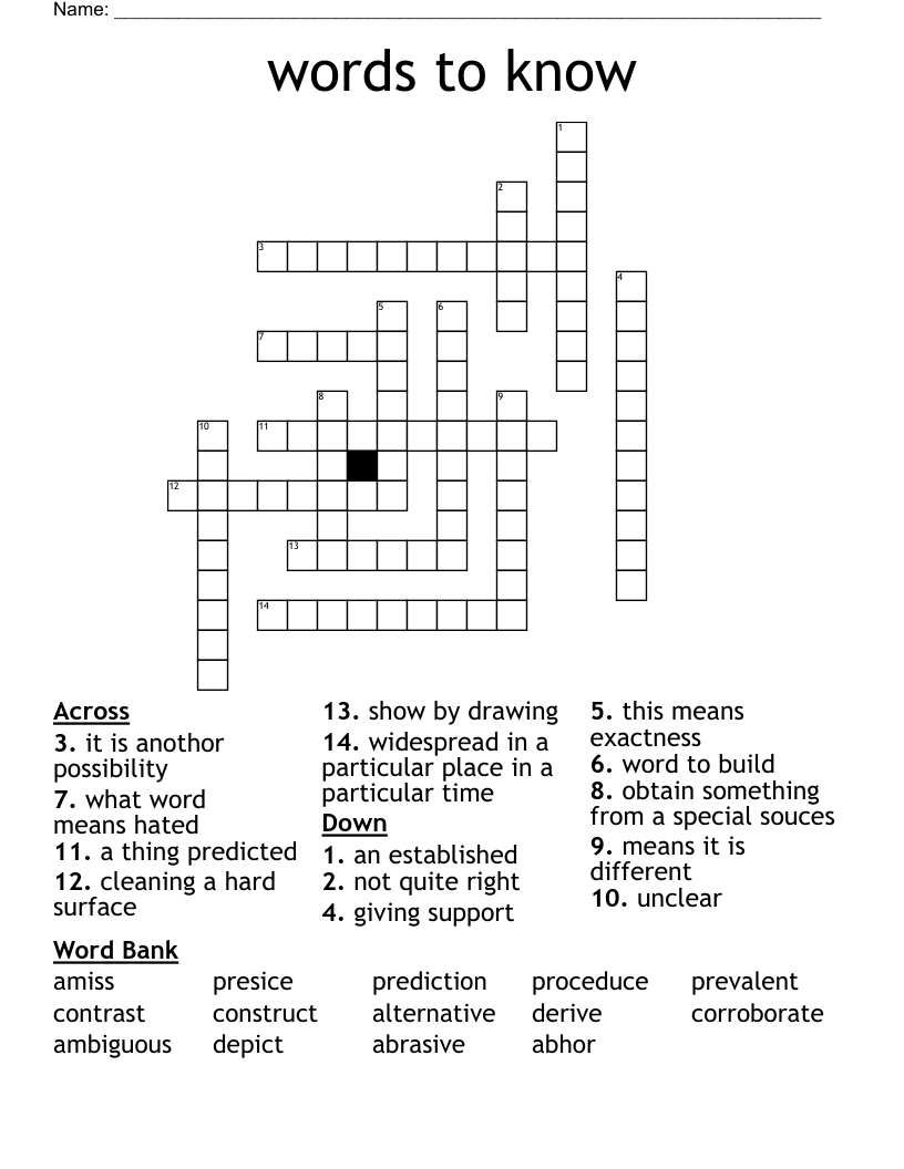 Words To Know Crossword WordMint Words To Know Crossword WordMint