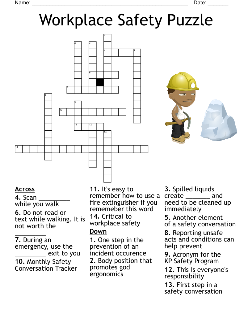 Workplace Safety Puzzle Crossword WordMint Workplace Safety Puzzle Crossword WordMint