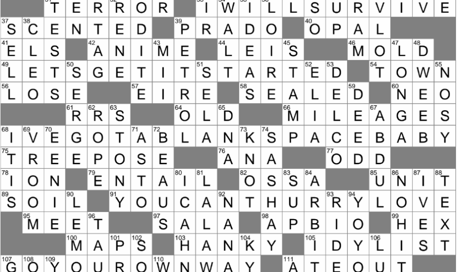 Pastoral Poem Crossword