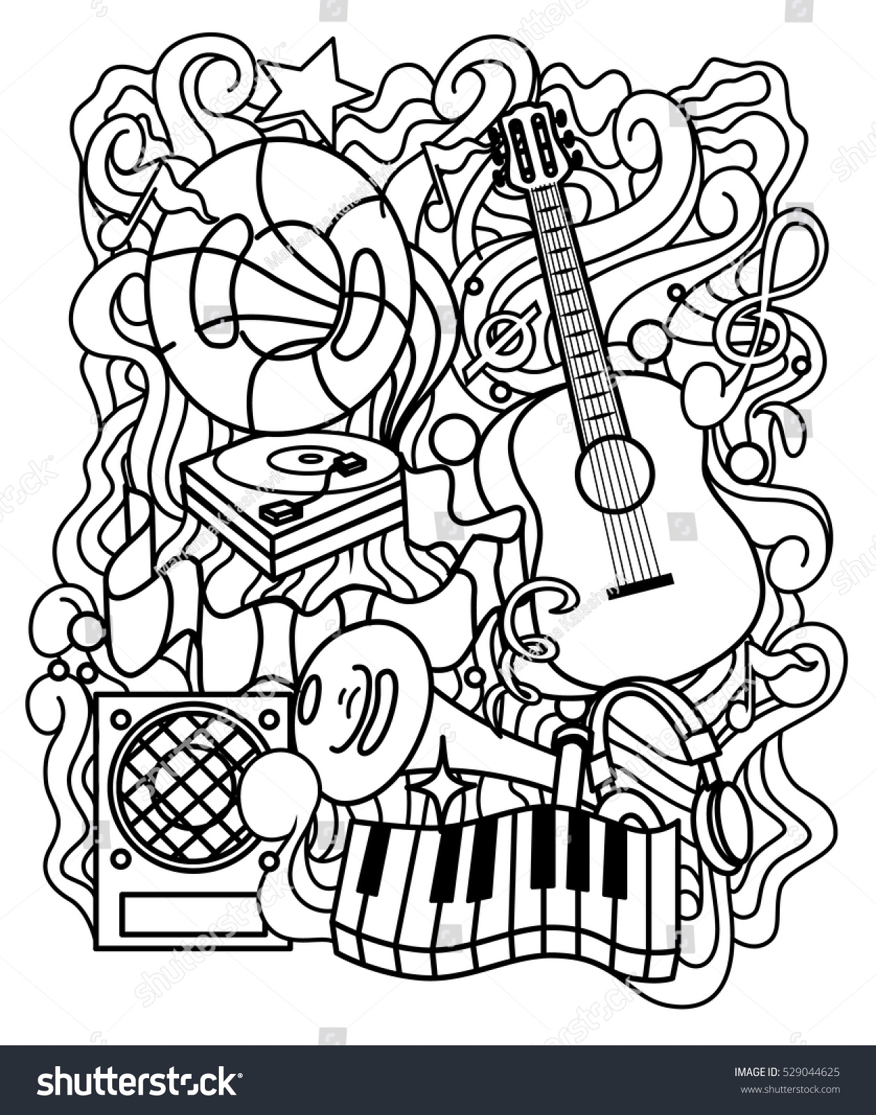 Zen tangle Musical Ornament Coloring Page Relax Stock Vector Royalty Free 529044625 Shutterstock Zen tangle Musical Ornament Coloring Page Relax Stock Vector Royalty Free 529044625 Shutterstock